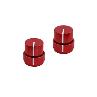 Image of Guyker Guitar Aluminum Dual Concentric Control Knobs Dome Volume Tone Stacked Knob Replacement for Electric or Bass (red, 2 piece)