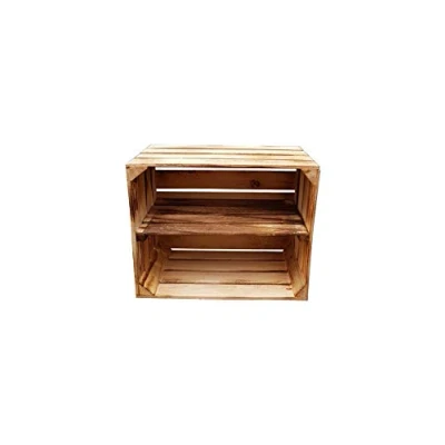 Image of Wooden Crates Flamed 50 x 40 30cm with Shelves for Dekoration Shoe or Wine Rack Storage Container (1 long)