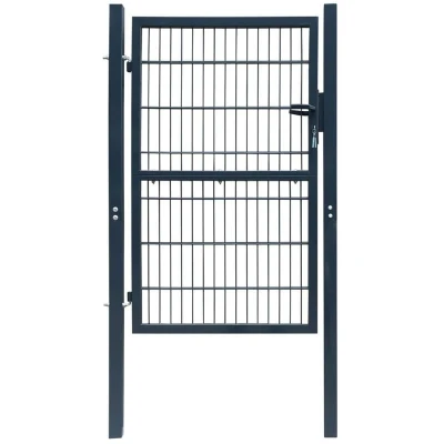 Image of vidaXL 2D Fence Gate (Single) Anthracite Grey 106 x 170 cm