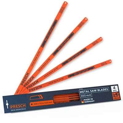 Image of Presch Hacksaw blades 300mm 4 pcs Handsaw for hacksaws Bi metal saw blade 300 mm with HSS cutting edge non ferrous metals (copper), stainless steels, plastics