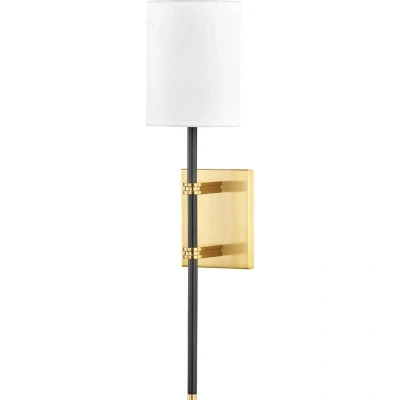 Image of Denise 1 Light Wall Sconce Aged Old Bronze with White Shade