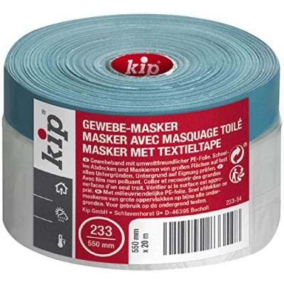 Image of Kip Drop Cloths Pre Taped Painters Masking Film 550mm x 20m with Duct Tape, Drape for Spraying, Covering, Suitable Outdoor Decorating &amp; Windows