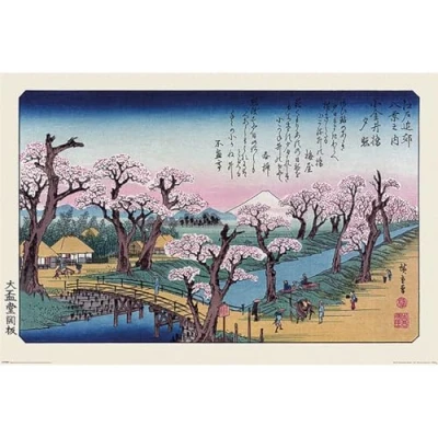 Image of Pyramid International Hiroshige Maxi Poster (Mount Fuji, Koganei Bridge Design), 61cm x 91.5cm Official Merchandise