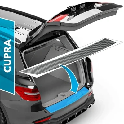 Image of uProtect Car Bumper Protector Full Set For Cupra Ateca I 2018 2024 Rear guards cars, anti scratch, Paint Sill Lip Carbon Black