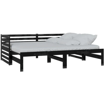 Image of vidaXL Pull out Day Bed without Mattress Black 2x(90x200)cm