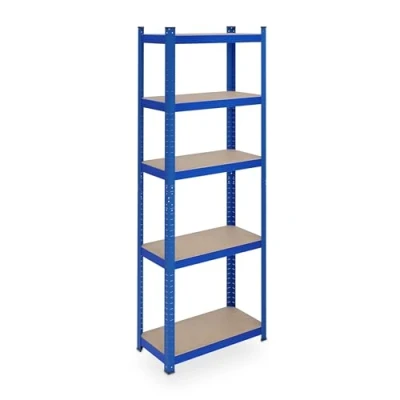 Image of Relaxdays Heavy Duty Unit, 5 Shelves, 180 x 60 30 cm, Max. 500 kg, Garage &amp; Warehouse, Steel, Plug in, Blue