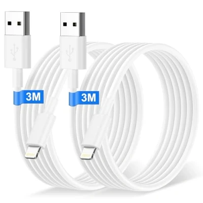 Image of Bamkey Original iPhone Charger Cable 3M 2Pack Fast Charge [MFi Certified], USB to Lightning Long Charging for 14/13/12/11 Pro Max/XS/8/7/iPad