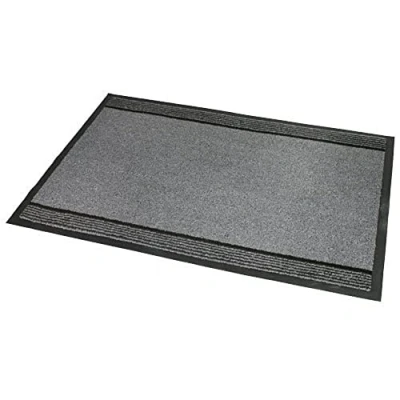 Image of JVL Miracle Grey with Charcoal Stripes Barrier Mat, 40 x 60 cm