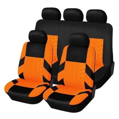 Image of SSIMOO Car Seat Covers for Opel Corsa F/e 2019 2023, Cloth Cushion Full Set Breathable Washable Front Rear Protectors Accessories,G/Orange