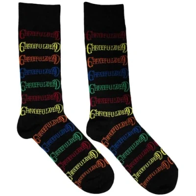 Image of Grateful Dead Coloured Logos Pattern Ankle Socks UK Size 6 11, black, 11