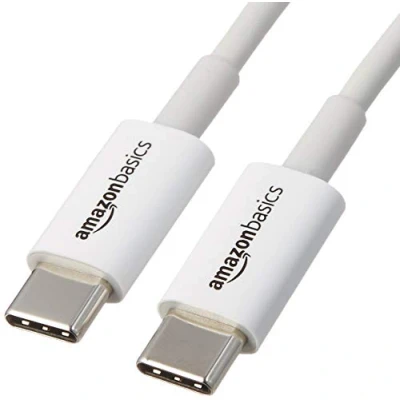 Image of Amazon Basics USB C to 2.0 Fast Charger Cable, 480Mbps Speed, IF Certified, for Apple iPhone 15, iPad, Samsung Galaxy, Tablets, Laptops, 1.8 m, White
