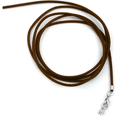 Image of unbespielt Leather Cord Necklace for Pendant Brown Men Women Lobster Clasp Silver Colored 1 m x 2 mm Shortenable