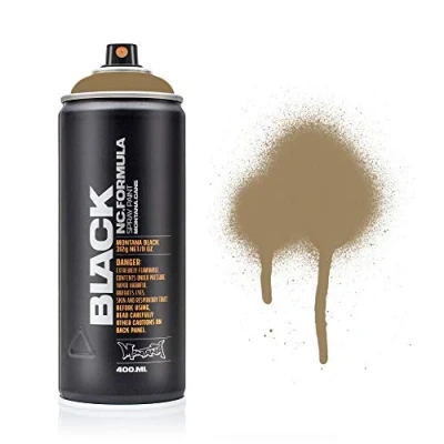 Image of Montana Black Spray Paint, Matt Finish, 400ml Can, Colour: BLK8130 Syrian