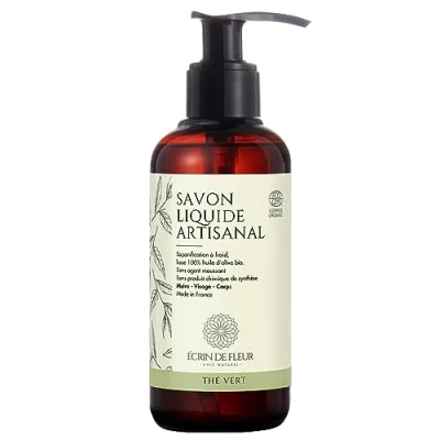 Image of Écrin De Fleur Organic Green Tea Liquid Soap, Artisanal Gel Formula, Crafted in South France, Cold Processed, 1x250ml