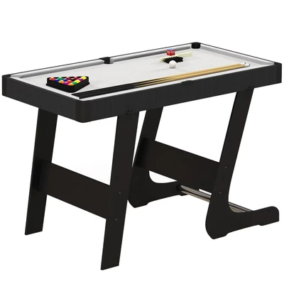 Image of SPORTNOW 3.5ft Folding Billiard Pool Table Set for Adults and Kids, Snooker with Two Cues, 16 Balls, Chalk, Triangle, Brush Grey