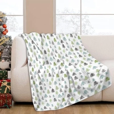 Image of JOOCAR Winter Forest Throw Blanket Christmas Tree Pine Holiday Decor Cozy Soft Lightweight Flannel Plush Blankets for Bed Couch Living Room Sofa Chair,50x60 Inch