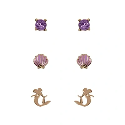 Image of Disney Princess The Little Mermaid Purple &amp; Gold Trio Earring Set SH00702YRVL