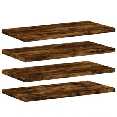 Image of vidaXL Smoked Oak Wall Shelves 4 Pack Engineered Wood Floating for Decor and Storage, 40x20 cm, Living Room/Office/Study