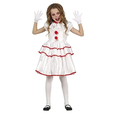 Image of FIESTAS GUIRCA Clown Fancy Dress Costume White with Collar for Girls 7 9 Years