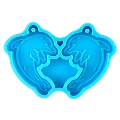Image of CASNO Silicone Mold, Valentines Mold Dolphin Resin Keychain Pendant Crystal Epoxy DIY Jewelry Casting Mould
