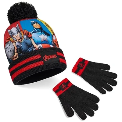 Image of Marvel Boys Winter Accessories Set, Cosy for School Travel Gifts (Black Avengers 2 Pcs)