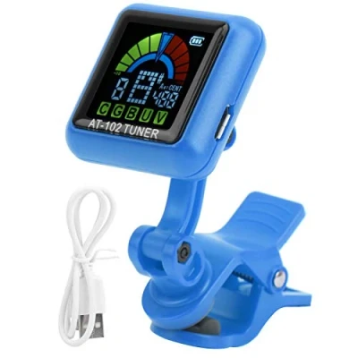 Image of Guitar Tuner Clip On Ukulele USB Rechargeable Violin Electric with Color Screen for Musical Instrument Training (AT 102 Blue)