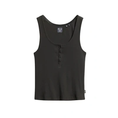 Image of Superdry Women&#039;s Athletic Essentials Button Down Tank Top, Bison black, Large
