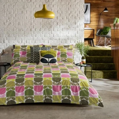 Image of Orla Kiely Multi Block Stem BeddingBedding: Duvet Cover &amp; 2 Pillowcase Set, Double 200x200cm