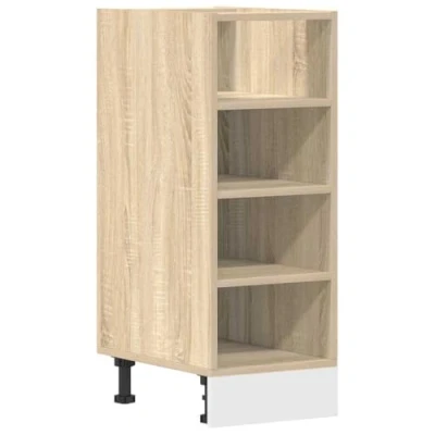 Image of vidaXL kitchen bottom cabinet engineered wood sonoma oak finish modern 30x44.5x81.5 cm with adjustable feet ample storage for kitchenware