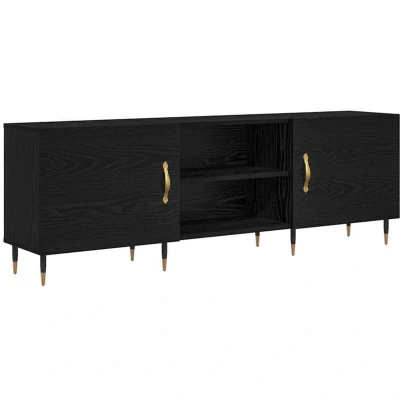 Image of TV Cabinet Black oak 150 x 30 50 cm Engineered wood vidaXL