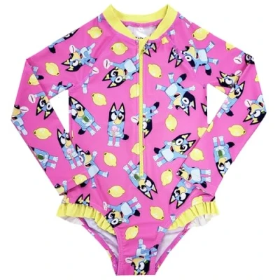 Image of Bluey Girls Swimming Costume Long Sleeved Surf Swim Suit (Bluey Suit, 1 2 Years)