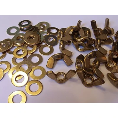 Image of M10 SOLID BRASS WING NUTS WITH FREE WASHERS 2/4 OR 10 PACKS (2)
