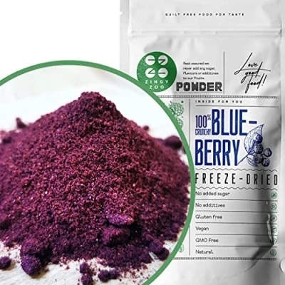 Image of Freeze Dried Wild Blueberry Powder XXL 500g Vaccinium Myrtillus Pure Blueberries Fruit Milled to Bilberry Make Smoothies Bowls, Superfood Like Aronia, Acai Berry ZingyZoo