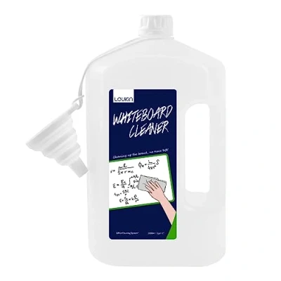 Image of loukin Non Toxic Whiteboard Cleaner, 1 Gallon (128oz) Dry Erase Board Cleaner Ready To Use Refill, Connected Collapsible Silicone Funnel for Canned Liquid, Removes Stains