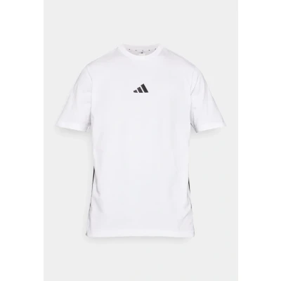 Image of adidas Men&#039;s Essential Three Stripes Single Jersey TEE, White/Black, S