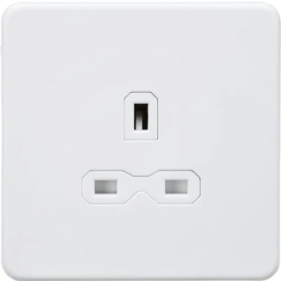 Image of KnightsBridge 13A 1G Unswitched Socket Matt White with Insert