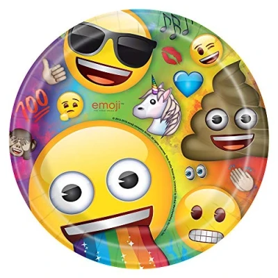 Image of Unique Party 79435 23cm Rainbow Fun Emoji Paper Plates, Pack of 8