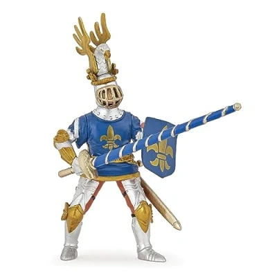Image of Papo MEDIEVAL FANTASY Tiere 39788 Blue Knight Fleur de LYS Figurine, Multicolour, Medium
