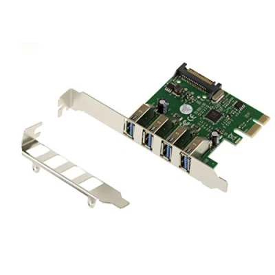 Image of KALEA INFORMATIQUE PCI EXPRESS PCIe to USB 3.0 4 horizontal USB3 A ports controller card with Via VLI VL805 chipset, LOW and HIGH PROFILE brackets