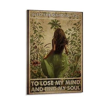 Image of ZHYU Vintage Poster Into The Garden I Go Decorative Painting Canvas Wall Art Living Room Posters Bedroom 08x12inch(20x30cm)