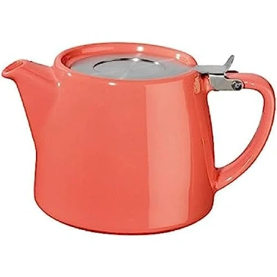 Image of Tea People Forlife Stump Teapot 530 mL 18 Oz., Suitable for 2 Cups, Coral,Orange