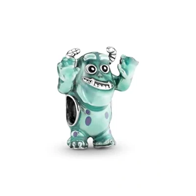 Image of Pandora Disney Pixar Sulley sterling silver charm with black, pink and transparent blue enamel