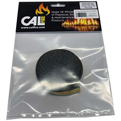 Image of CHIMSOC Black Thermal Self Adhesive Tape for Stove Glass 15mm x 2mm 2 Metres