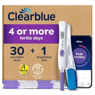 Image of Clearblue Digital Ovulation and Pregnancy Test Double Your Chances of Getting Pregnant. 30 Advanced Tests 1 Rapid Detection Test, Try The Free Cycle Tracking App