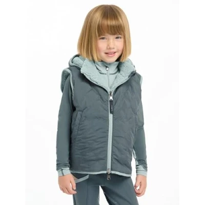 Image of LeMieux Mini Elsie Childrens Reversible Gilet Petrol 9 10 Years