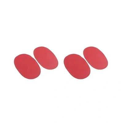 Image of 2 Set Pair of PU Leather Oval Sew on Elbow Knee Patches Red