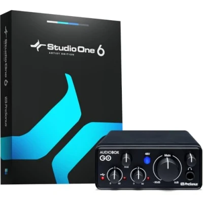 Image of PreSonus AudioBox GO, USB C, Audio Interface, For Music Production with Studio One DAW Recording Software, Tutorials, Sound Samples and Virtual Instruments