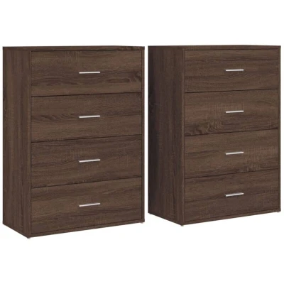Image of vidaXL Sideboards 2 pcs Brown Oak 60x31x84 cm Engineered Wood