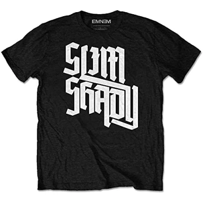 Image of Eminem Men&#039;s Slim Shady Slant Short Sleeve T Shirt, Black, Medium