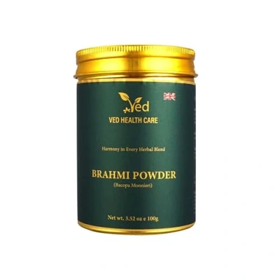 Image of Ved Organic Brahmi Powder, Pure &amp; Natural, Ayurvedic Hair Growth Mask, Thinning Hair, Reduce Fall, Breakage, Split Ends, Strengthen Hair,100g